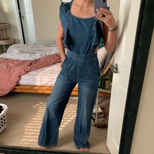 Jean jumpsuit w/ open back